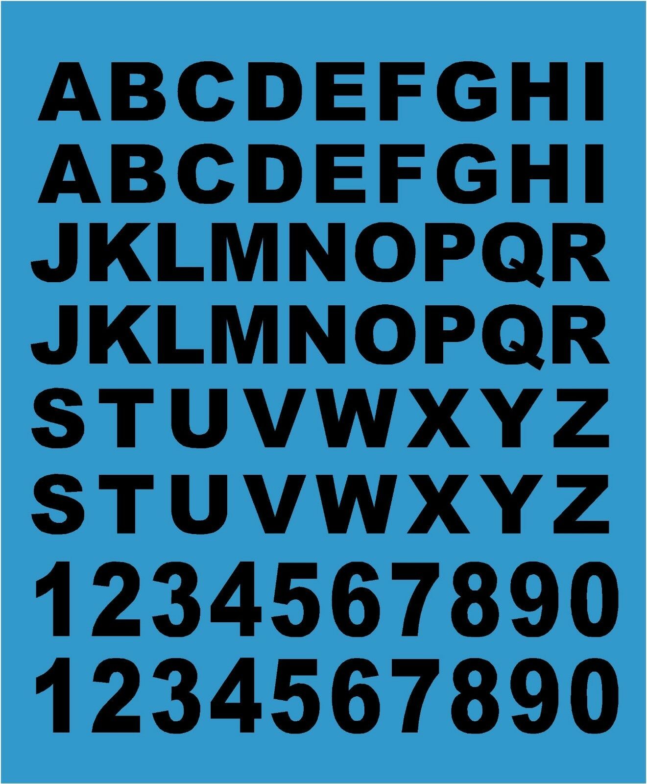 52 Buchstaben 20 Klebezahlen 14 mm Hoch  blau ,  Aufkleber Kleinschrift Neu 