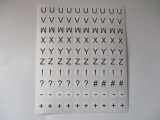 300 Klebe Buchstaben / Symbol 10 mm hoch, Druck schwarz Arial weiß runde Kontur
