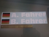 2 Aufkleber Deutschland Flagge mit Fahrernamen bis 450 mm mit Wunschname