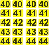 Aufkleber Startzahlen  40 - 44  Digitaldruck selbstklebend gelb schwarz